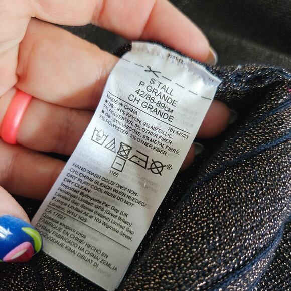 Banana Republic Metallic Fit‎ & Flare Sweater Dress S Tall Navy Blue Copper - Picture 7 of 7